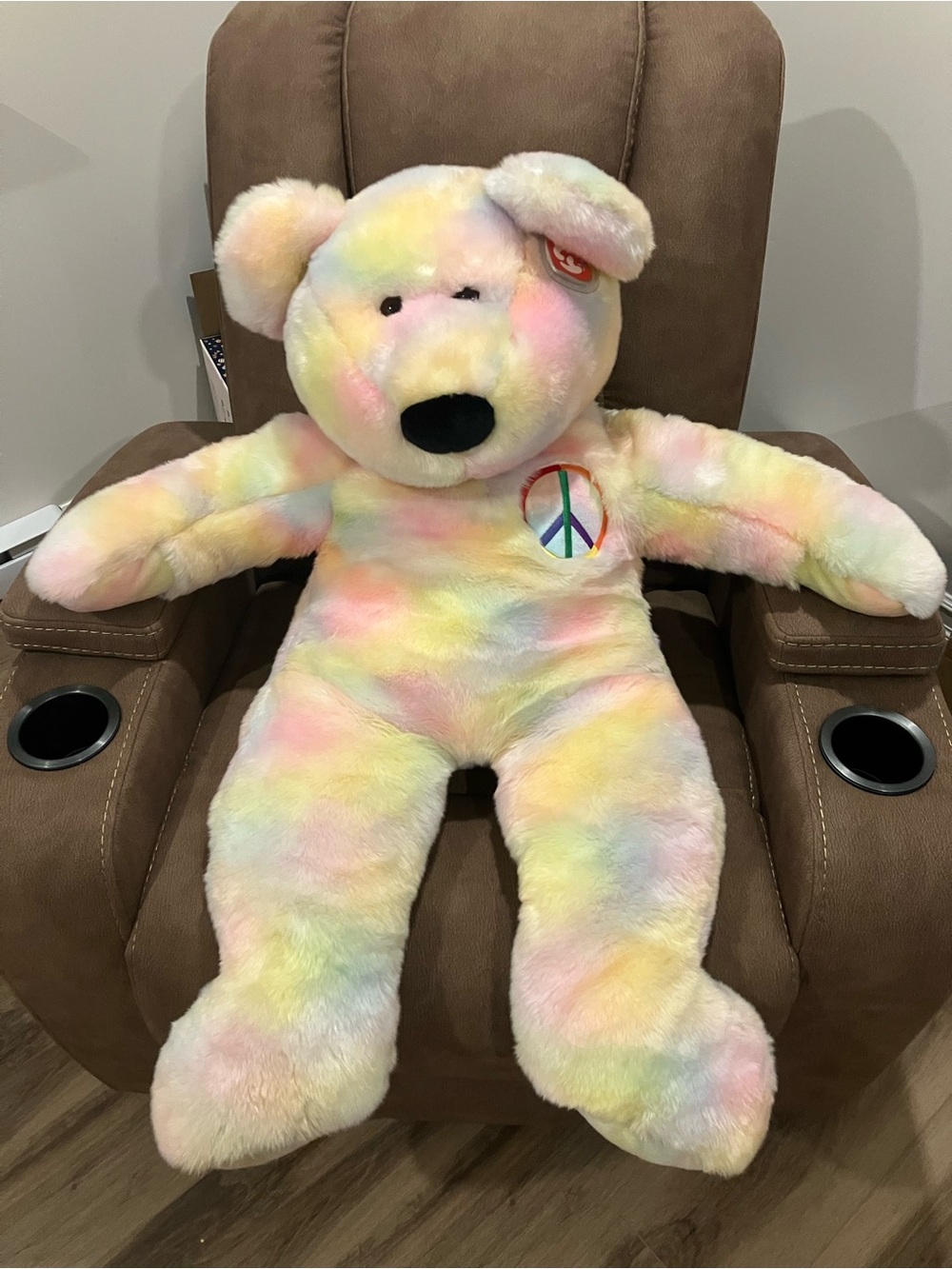 TY Jumbo (42 inches) Tie-Dye Peace Bear Plush with tags